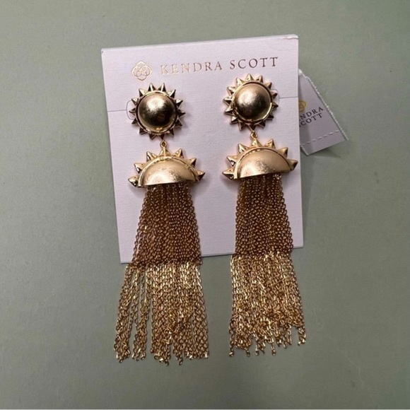 Kendra Scott Sienna Sun Statement Earrings, Gold NWT - Picture 5 of 5